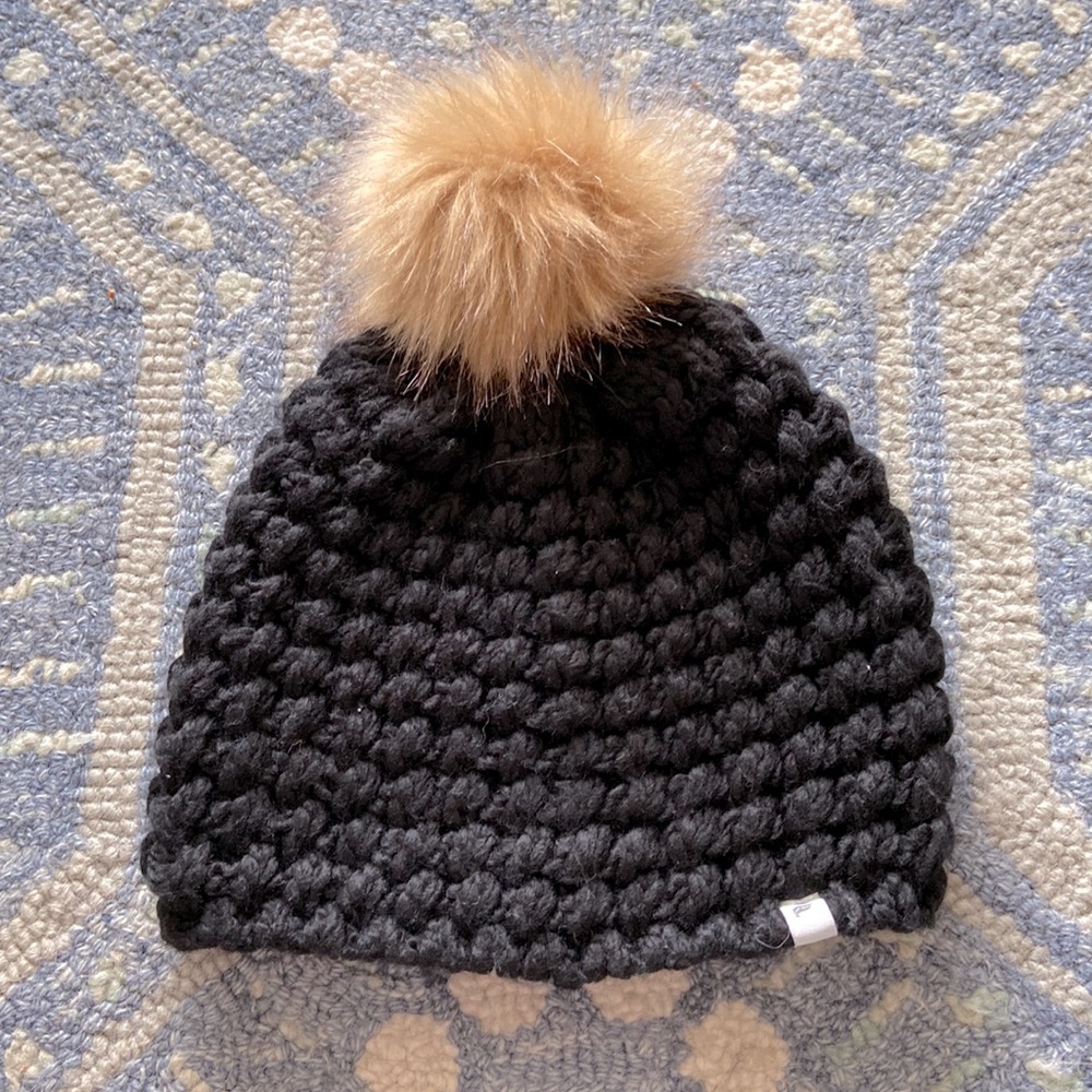 Black knit hat with Pom Pom